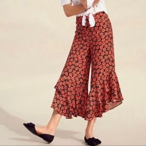 Anthropologie ett twa Orange Virginie Floral Pants